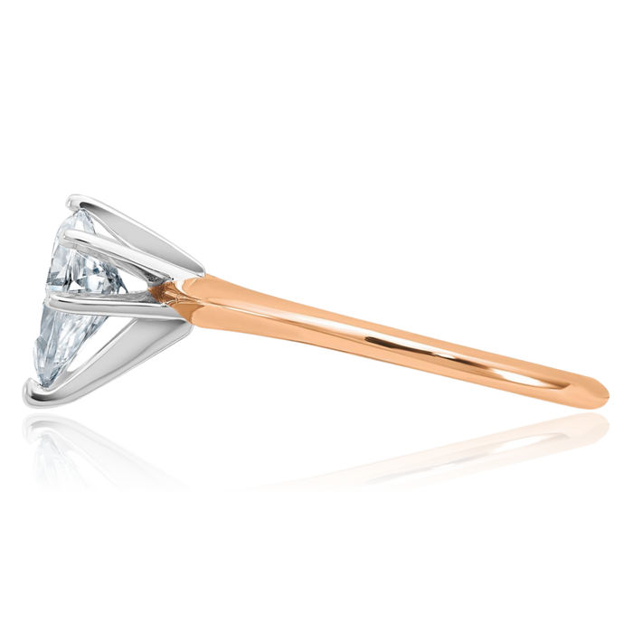 14K Solid Rose Pink Gold Pear Moissanite Solitaire Engagement Ring