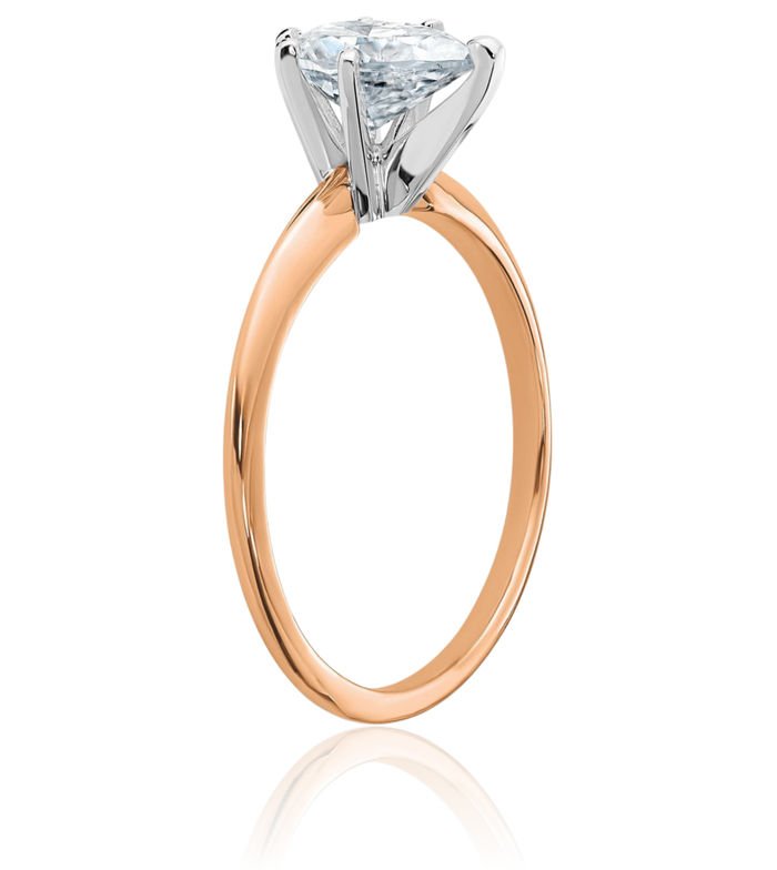 14K Solid Rose Pink Gold Pear Moissanite Solitaire Engagement Ring