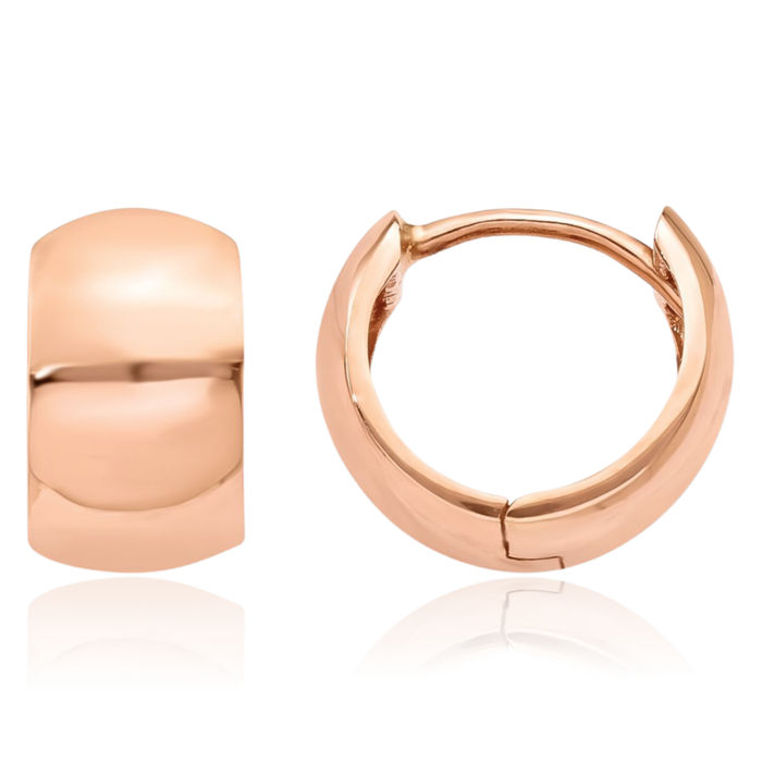 14K Solid Rose Pink Gold Round Huggie Mini Hoop Earrings