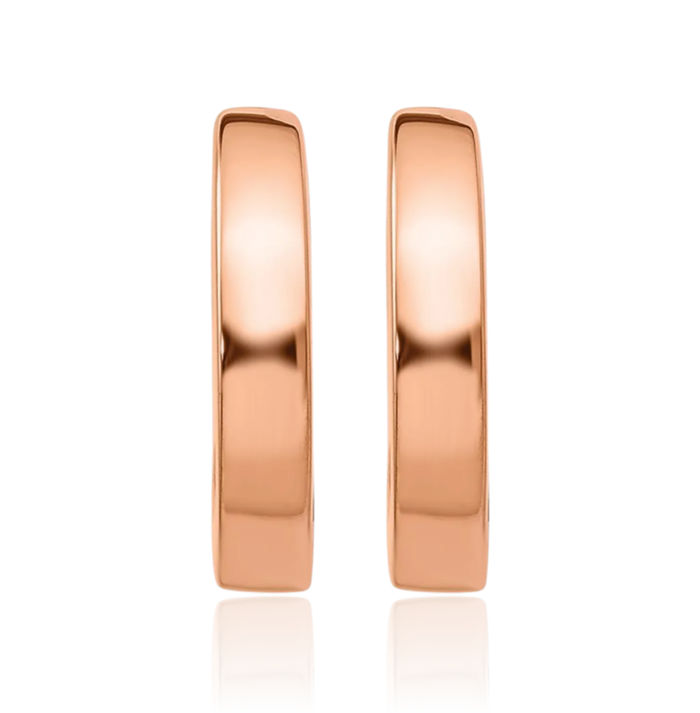 14K Solid Rose Pink Gold Round Huggie Small Hoop Earrings