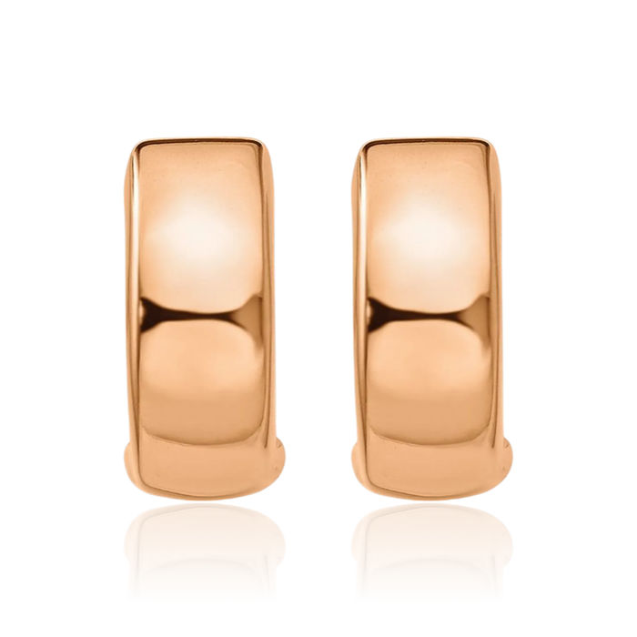 14K Solid Rose Pink Gold Round Huggie Small Hoop Earrings