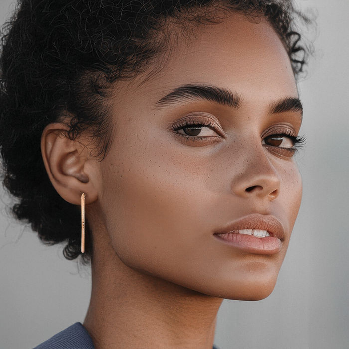 14K Solid Rose Pink Gold Tube Round Large Hoop Earrings