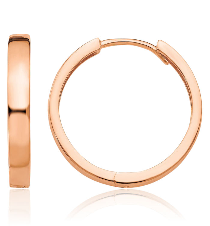 14K Solid Rose Pink Gold Round Small Hoop Earrings