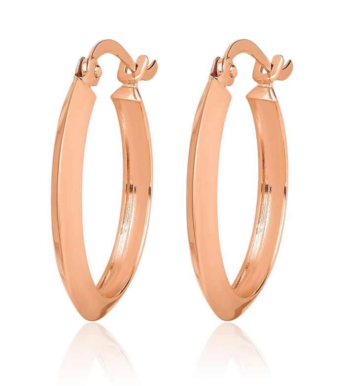 14K Solid Rose Pink Gold Round Small Hoop Earrings