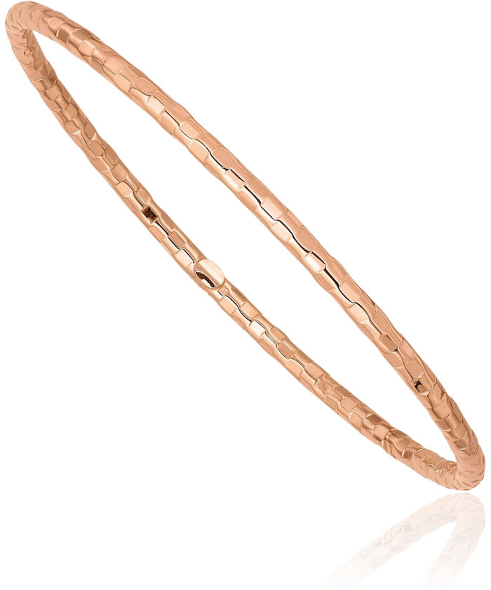 14K Solid Rose Pink Gold Slip On Bangle Bracelet