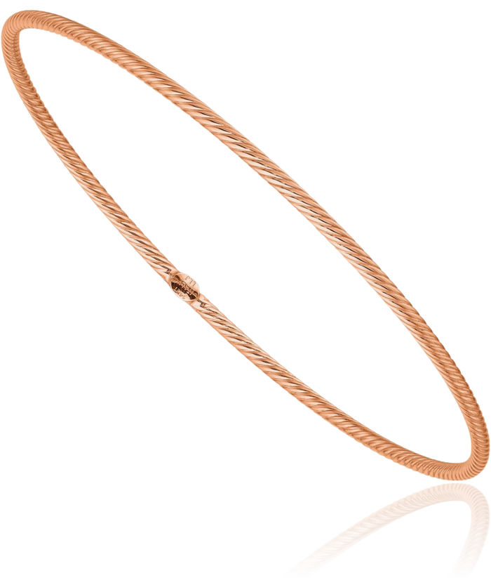 14K Solid Rose Pink Gold Slip On Bangle Bracelet