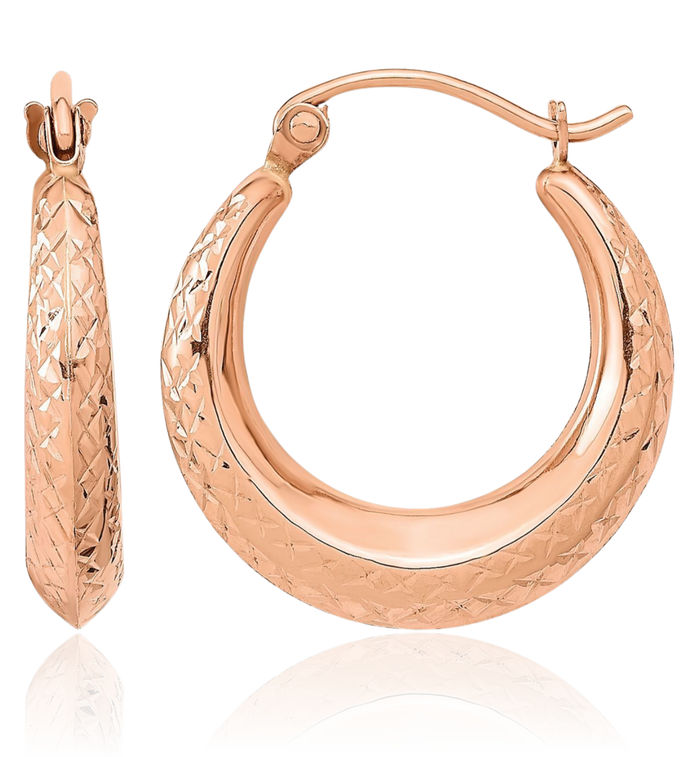14K Solid Rose Pink Gold Small Hoop Earrings