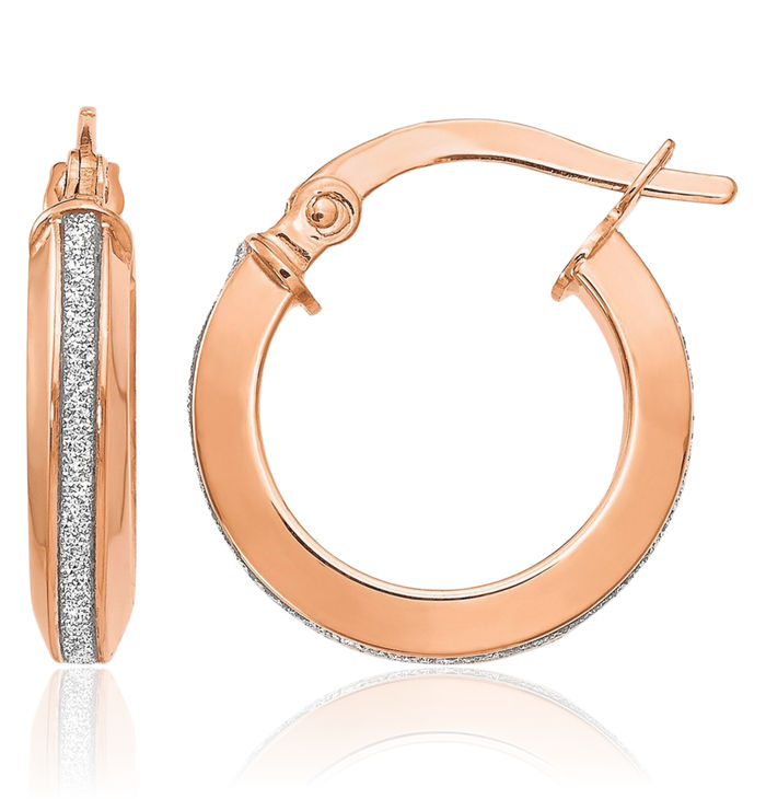 14K Solid Rose Pink Gold Small Hoop Earrings