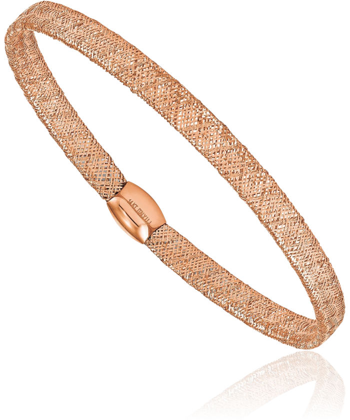 14K Solid Rose Pink Gold Stretch Bangle Bracelet