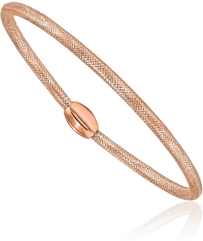 14K Solid Rose Pink Gold Stretch Bangle Bracelet