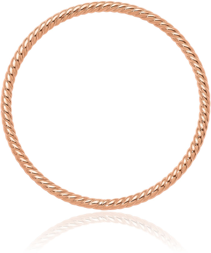 14K Solid Rose Pink Gold Twisted Slip On Bangle Bracelet