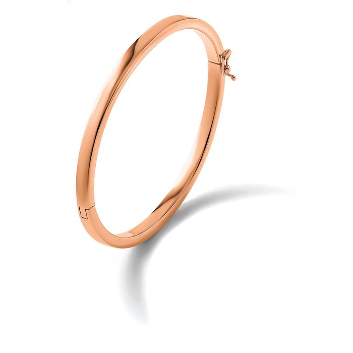 14K Solid Rose Pink Gold 4mm Bangle Bracelet