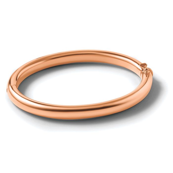 14K Solid Rose Pink Gold 6.3mm Bangle Bracelet