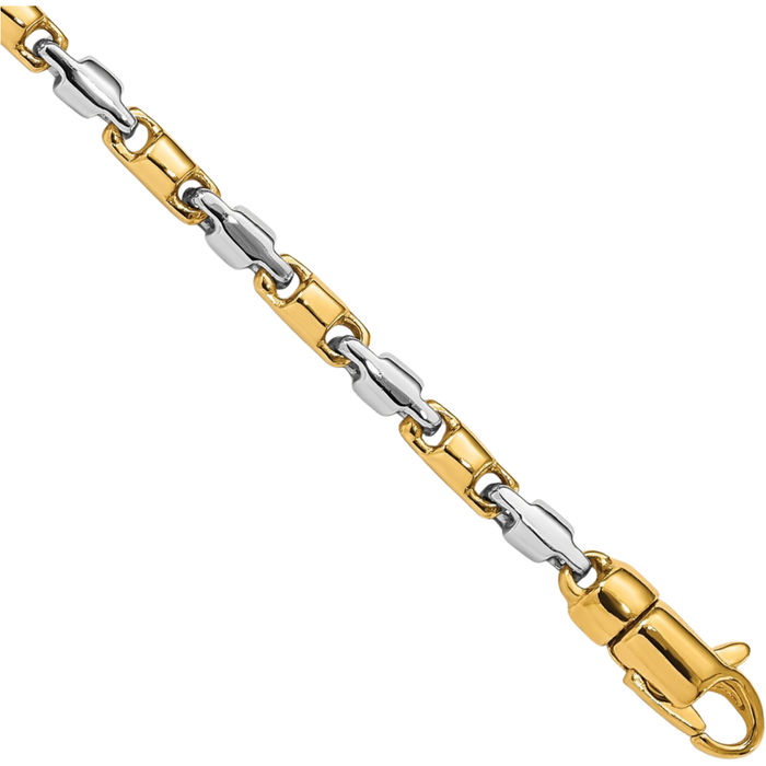 14K Solid Two Tone Gold 2.5mm Link Chain Bracelet