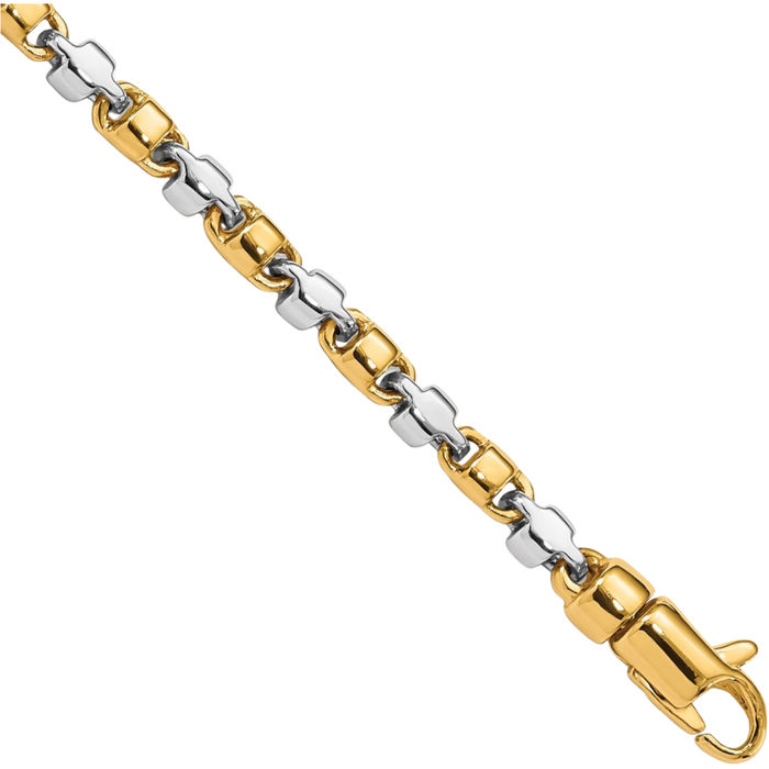 14K Solid Two Tone Gold 2.6mm Link Chain Bracelet