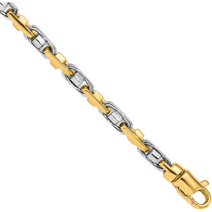 14K Solid Two Tone Gold 3.5mm Link Chain Bracelet