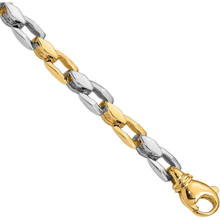 14K Solid Two Tone Gold 4.5mm Link Chain Bracelet