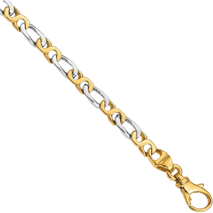 14K Solid Two Tone Gold 4.8mm Link Chain Bracelet