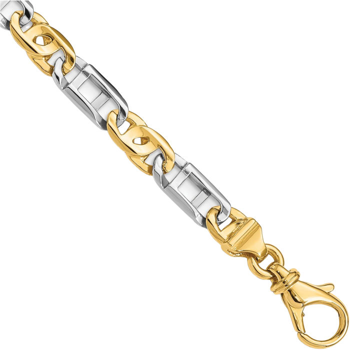 14K Solid Two Tone Gold 5.5mm Link Chain Bracelet