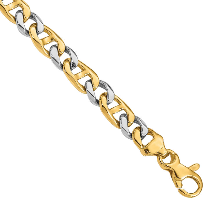 14K Solid Two Tone Gold 5.6mm Link Chain Bracelet