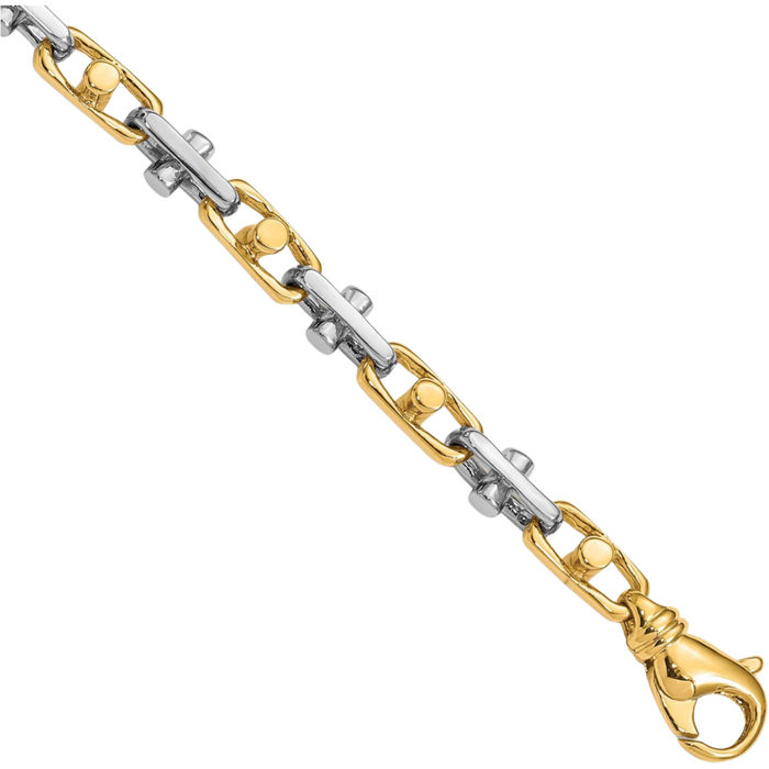 14K Solid Two Tone Gold 5.8mm Link Chain Bracelet