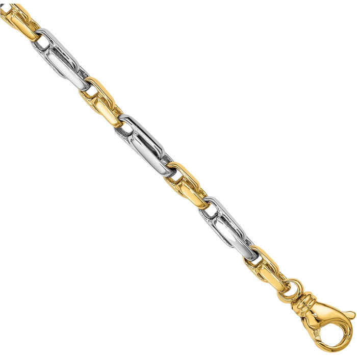 14K Solid Two Tone Gold 5mm Link Chain Bracelet