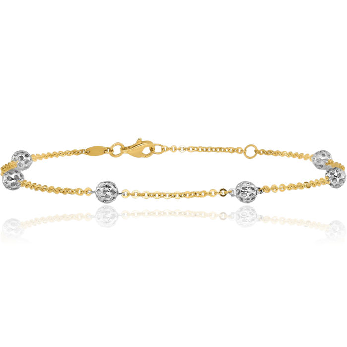 14K Solid Two Tone Gold Anklet Summer Beach Foot Ankle Bracelet