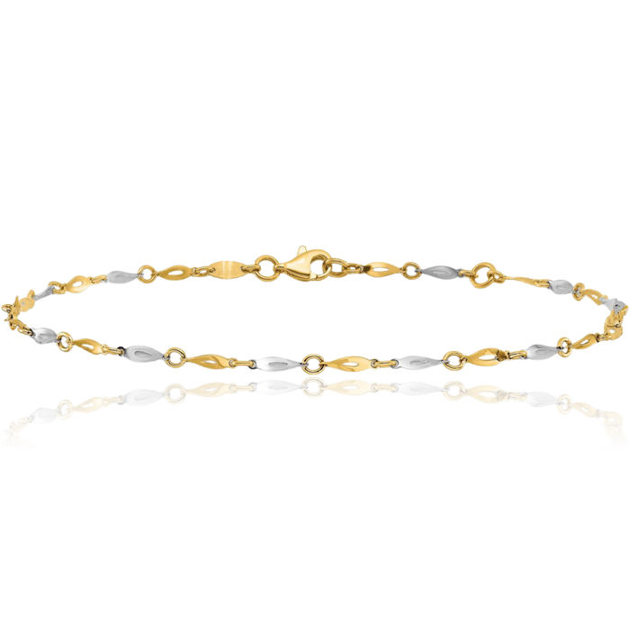 14K Solid Two Tone Gold Anklet Summer Beach Foot Ankle Bracelet