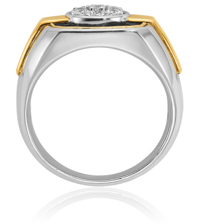 14K Solid Two Tone Gold Black Mens Diamond Ring