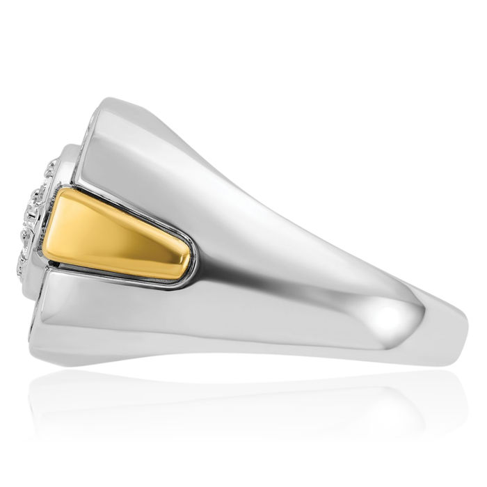 14K Solid Two Tone Gold Black Mens Diamond Ring