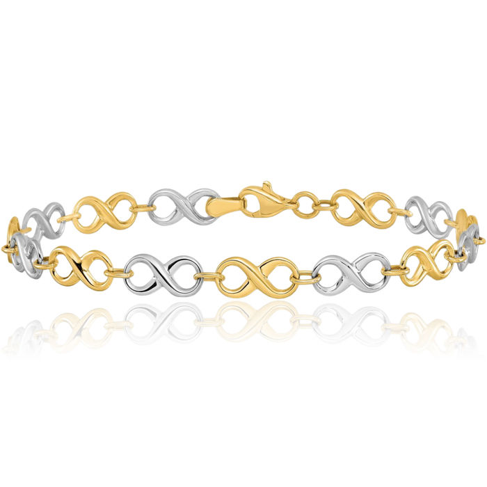 14K Solid Two Tone Gold Chain Bracelet