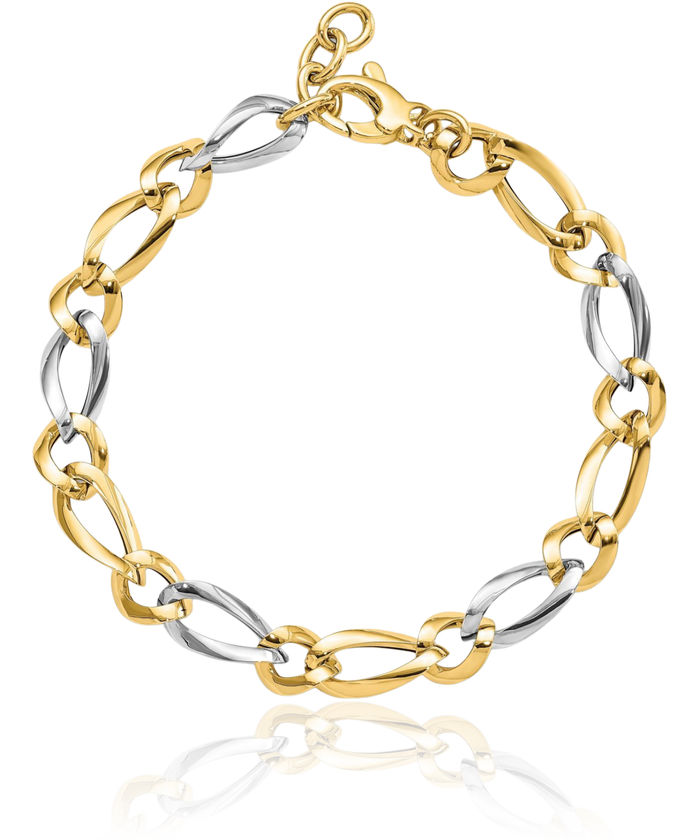 14K Solid Two Tone Gold Chain Bracelet