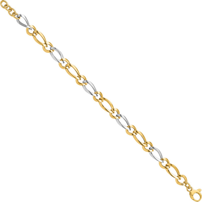 14K Solid Two Tone Gold Chain Bracelet