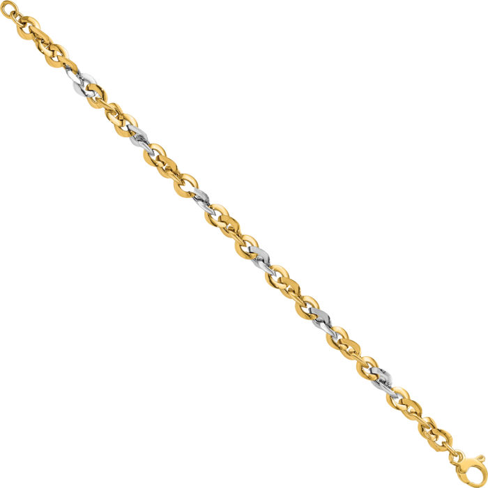 14K Solid Two Tone Gold Chain Bracelet