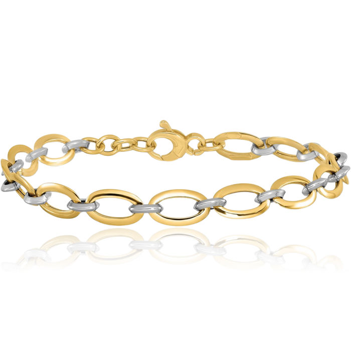 14K Solid Two Tone Gold Chain Bracelet