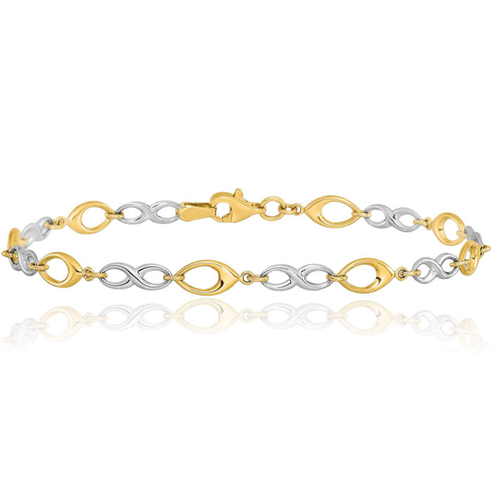 14K Solid Two Tone Gold Chain Bracelet