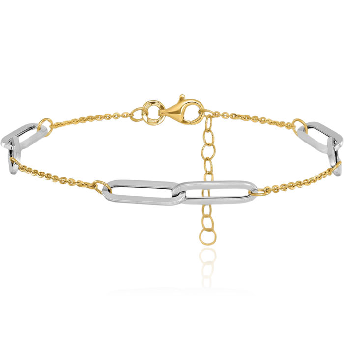 14K Solid Two Tone Gold Chain Bracelet