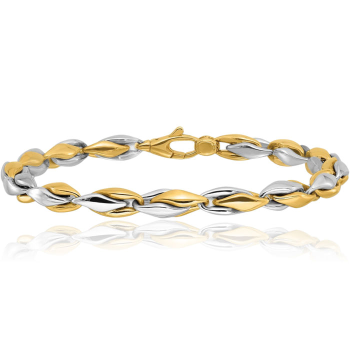 14K Solid Two Tone Gold Chain Bracelet