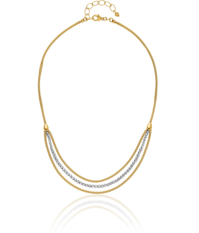 14K Solid Two Tone Gold Chain Layering Necklace