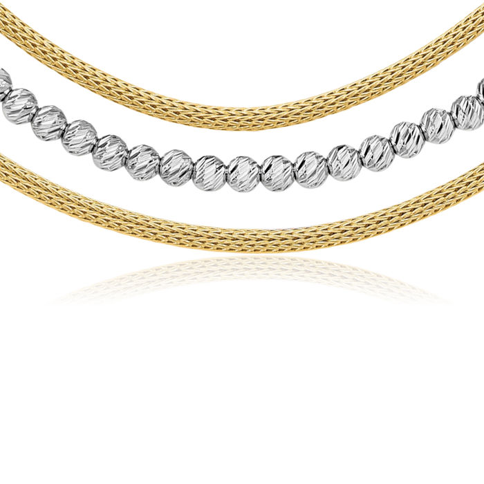 14K Solid Two Tone Gold Chain Layering Necklace