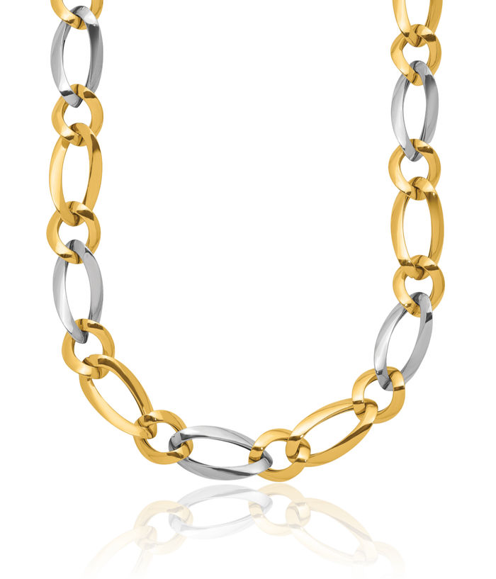 14K Solid Two Tone Gold Chain Necklace