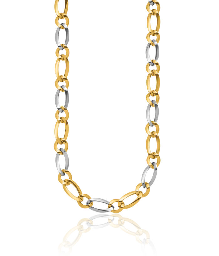 14K Solid Two Tone Gold Chain Necklace