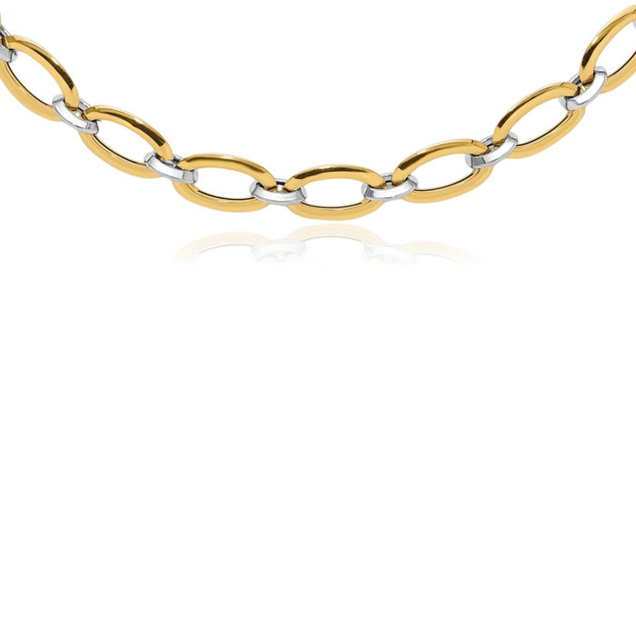 14K Solid Two Tone Gold Chain Necklace