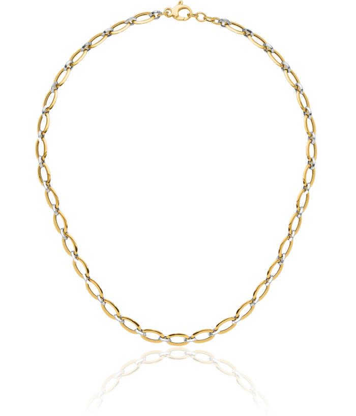 14K Solid Two Tone Gold Chain Necklace