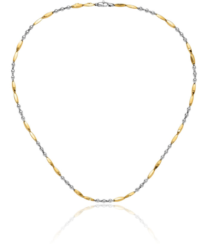 14K Solid Two Tone Gold Chain Necklace