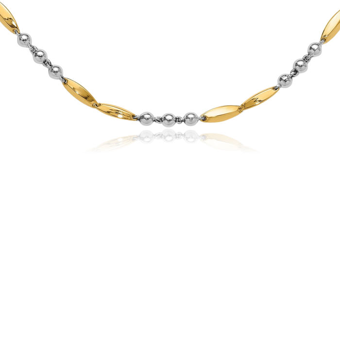 14K Solid Two Tone Gold Chain Necklace