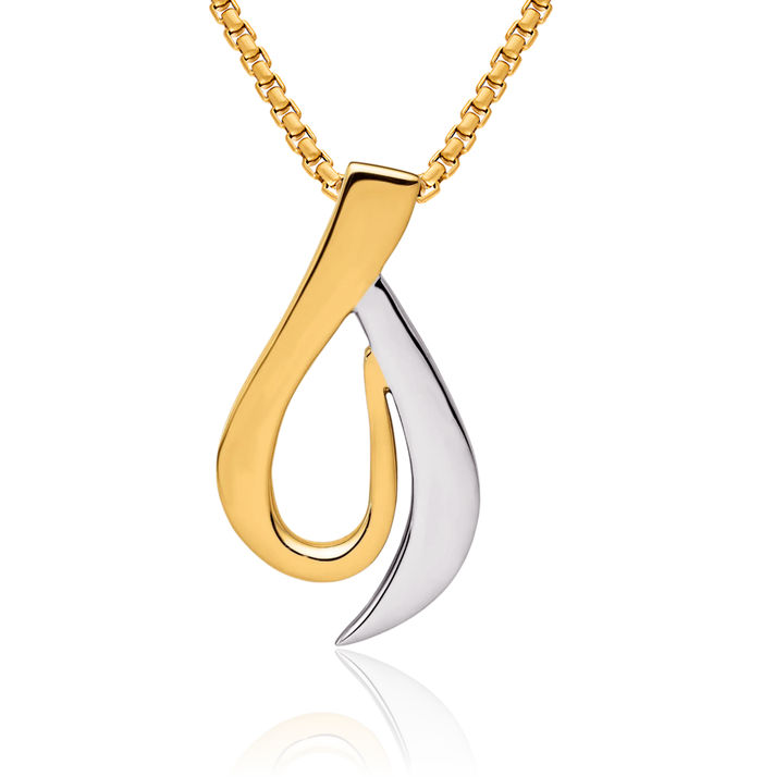 14K Solid Two Tone Gold Cubetto Omega Snake 8mm Reversible Slide Necklace Chain Pendant Charm