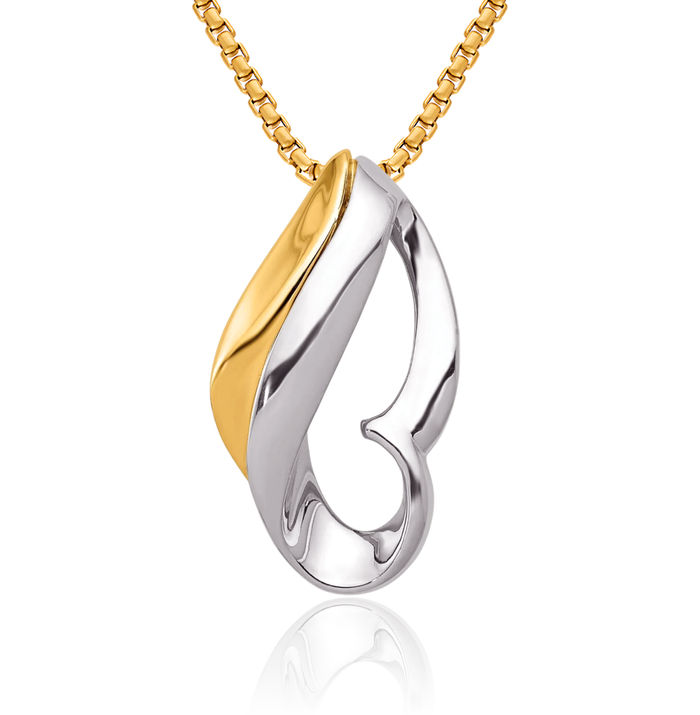 14K Solid Two Tone Gold Cubetto Omega Snake 8mm Reversible Slide Necklace Chain Pendant Charm