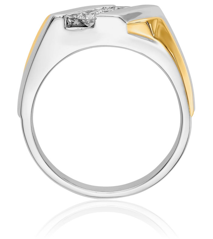 14K Solid Two Tone Gold Diamond Mens Ring