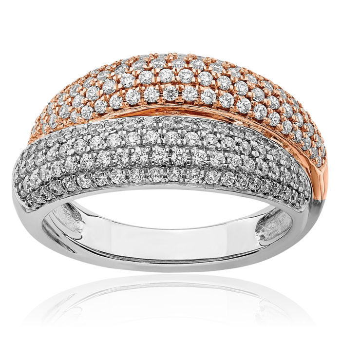 14K Solid Two Tone Gold Diamond Ring